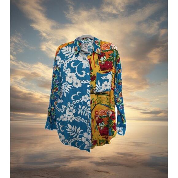 Surya Patchwork Hawaiian Shirt M Beaded Embroidery Surf Aloha Vtg Art Unisex - Picture 10 of 10